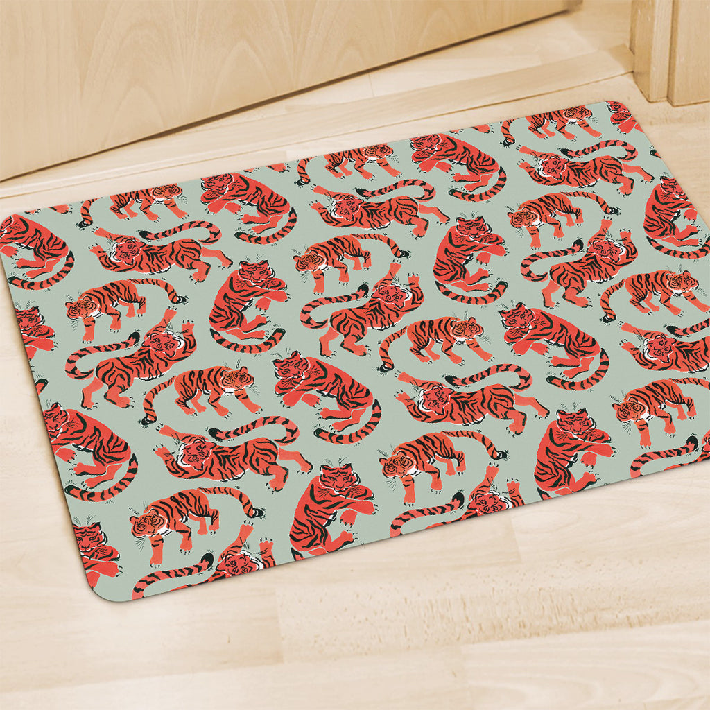 Gouache Tiger Pattern Print Polyester Doormat