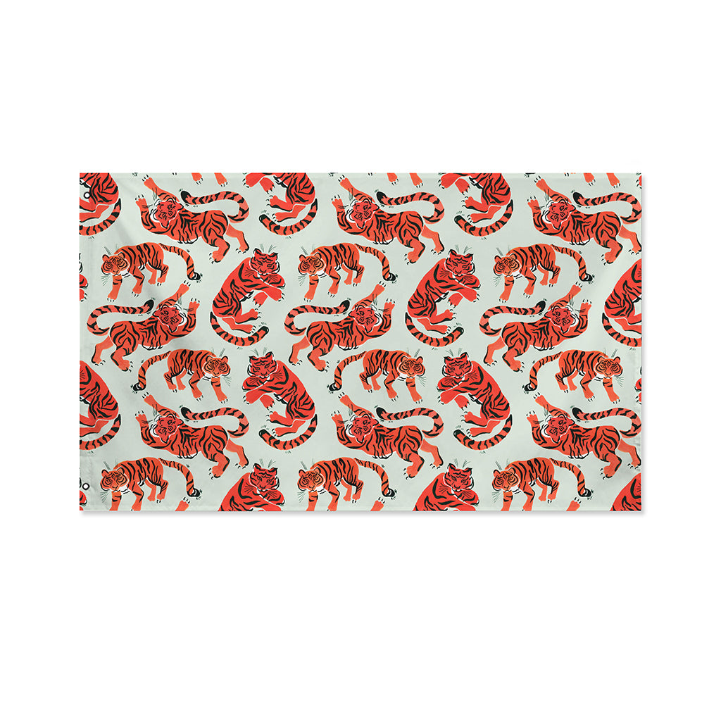 Gouache Tiger Pattern Print Polyester Flag