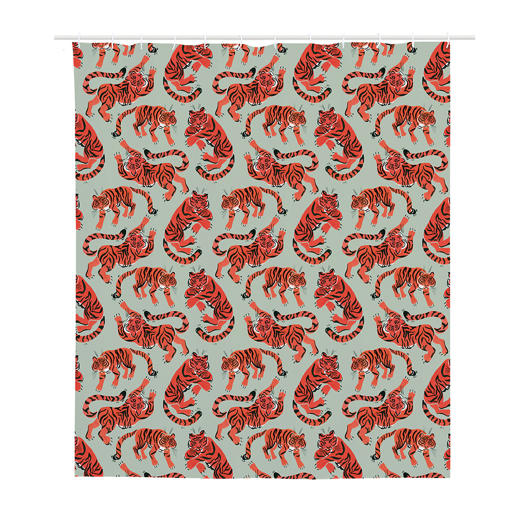 Gouache Tiger Pattern Print Polyester Shower Curtain
