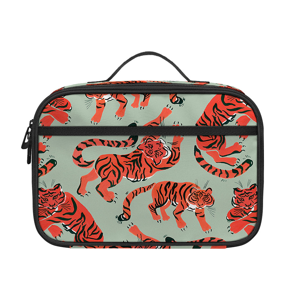 Gouache Tiger Pattern Print Portable Lunch Bag