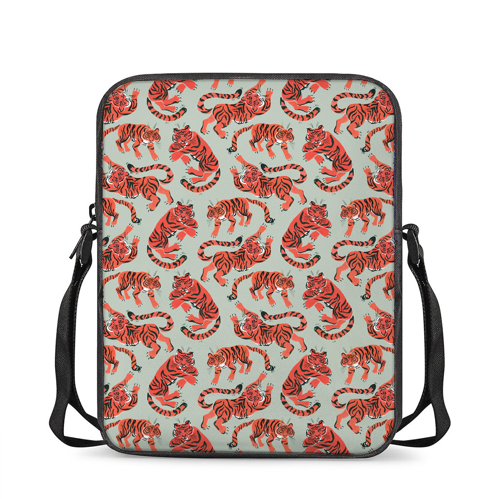 Gouache Tiger Pattern Print Rectangular Crossbody Bag