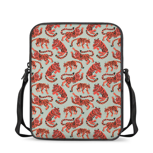 Gouache Tiger Pattern Print Rectangular Crossbody Bag