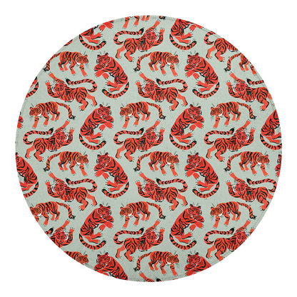 Gouache Tiger Pattern Print Round Blanket