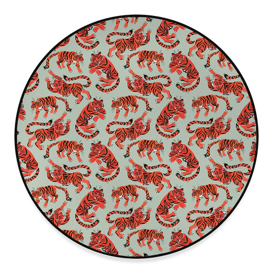Gouache Tiger Pattern Print Round Floor Mat