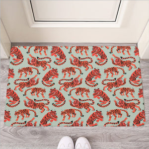 Gouache Tiger Pattern Print Rubber Doormat