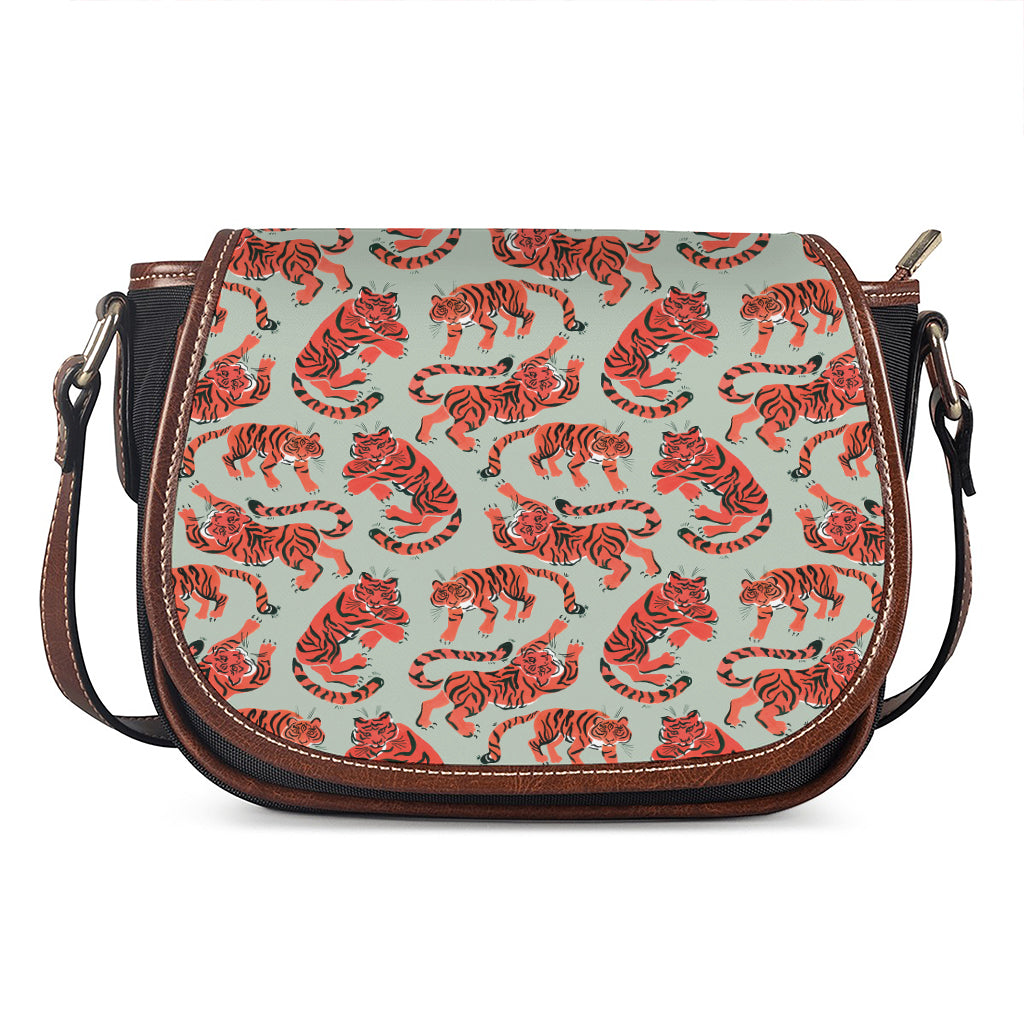 Gouache Tiger Pattern Print Saddle Bag