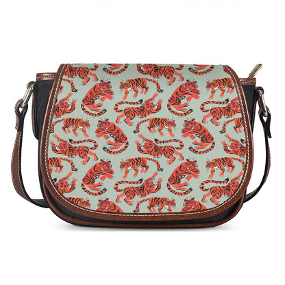 Gouache Tiger Pattern Print Saddle Bag