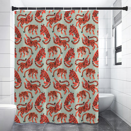 Gouache Tiger Pattern Print Shower Curtain