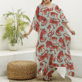 Gouache Tiger Pattern Print Silk V-Neck Kaftan Dress
