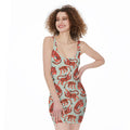 Gouache Tiger Pattern Print Sleeveless Bodycon Dress