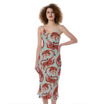 Gouache Tiger Pattern Print Slim Fit Midi Cami Dress