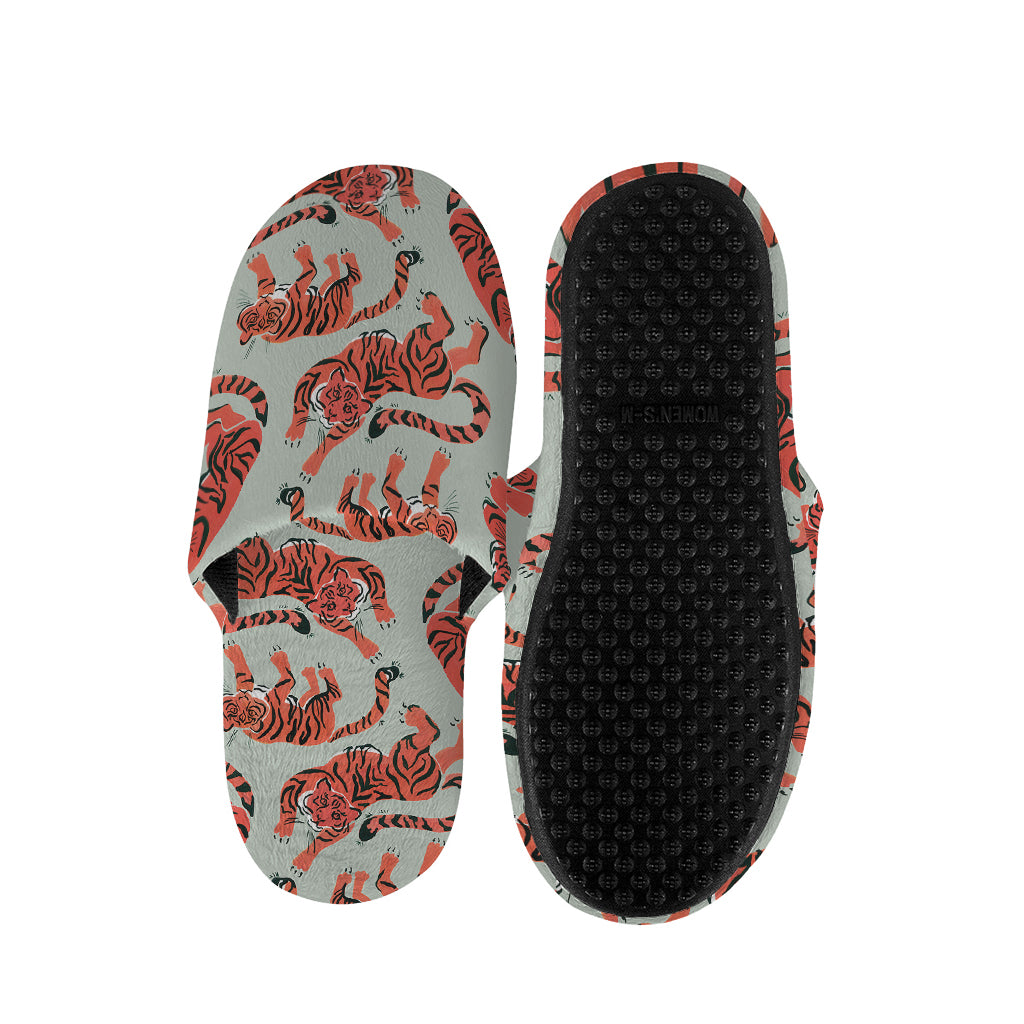 Gouache Tiger Pattern Print Slippers