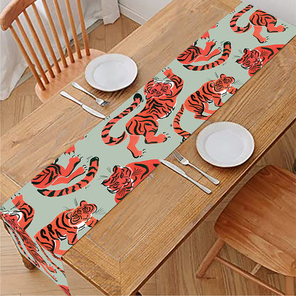 Gouache Tiger Pattern Print Table Runner