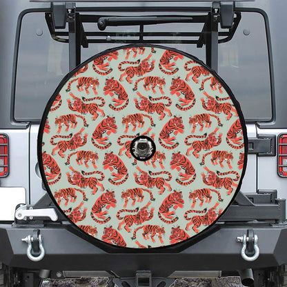 Gouache Tiger Pattern Print Tire Cover With Camera Hole