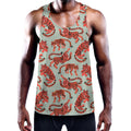 Gouache Tiger Pattern Print Men's Workout Tank Top