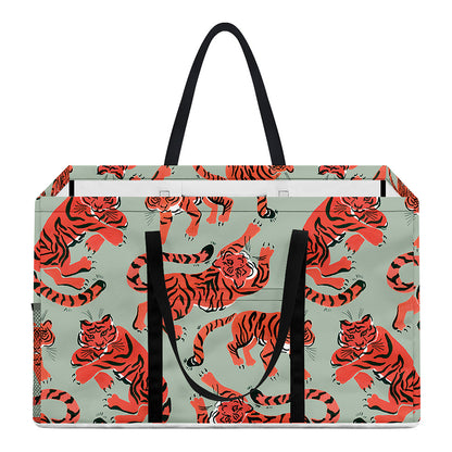 Gouache Tiger Pattern Print Utility Tote Bag