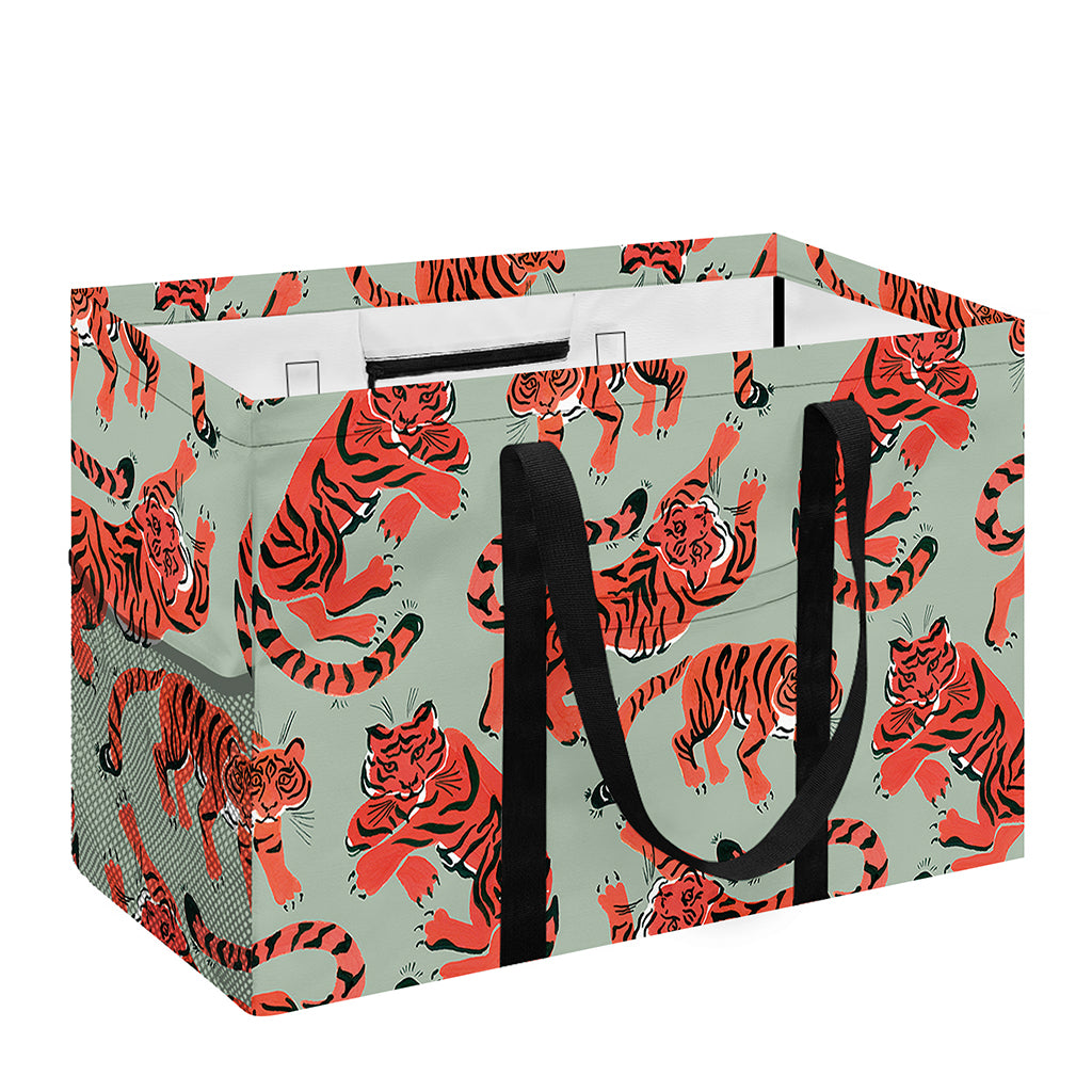 Gouache Tiger Pattern Print Utility Tote Bag