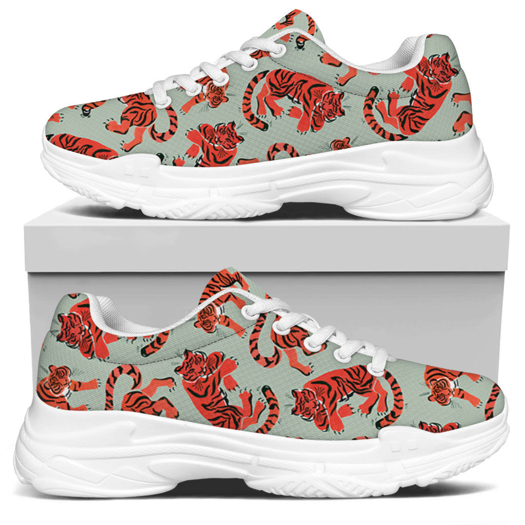 Gouache Tiger Pattern Print White Chunky Shoes