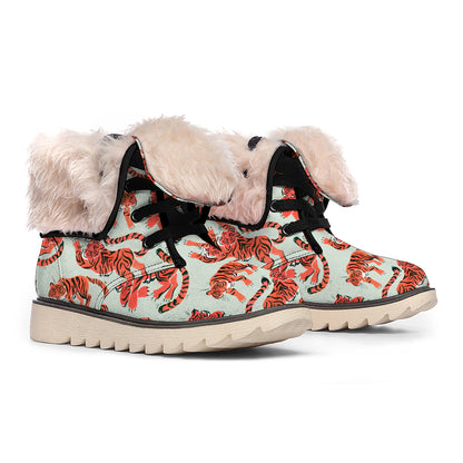 Gouache Tiger Pattern Print Winter Boots