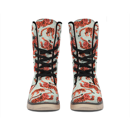 Gouache Tiger Pattern Print Winter Boots
