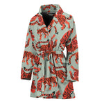 Gouache Tiger Pattern Print Women's Bathrobe