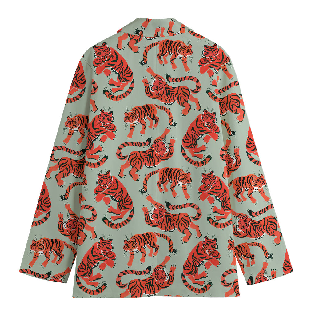 Gouache Tiger Pattern Print Women's Blazer