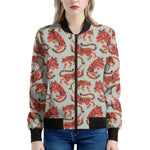 Gouache Tiger Pattern Print Women's Bomber Jacket