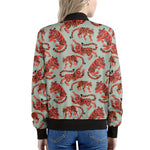 Gouache Tiger Pattern Print Women's Bomber Jacket
