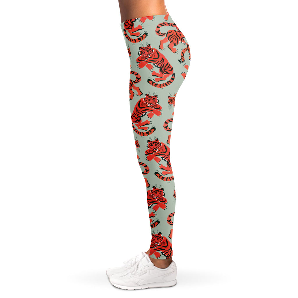Gouache Tiger Pattern Print Women's Leggings