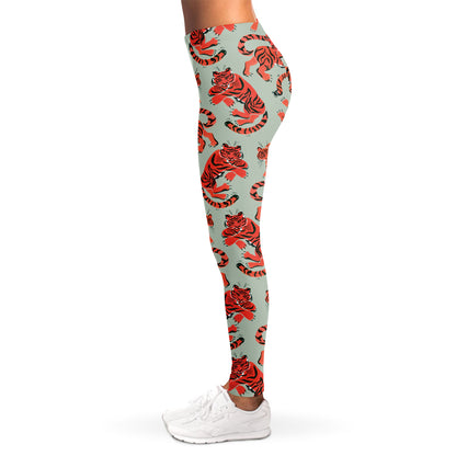 Gouache Tiger Pattern Print Women's Leggings