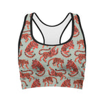 Gouache Tiger Pattern Print Women's Sports Bra