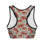 Gouache Tiger Pattern Print Women's Sports Bra