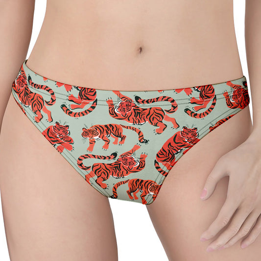 Gouache Tiger Pattern Print Women's Thong