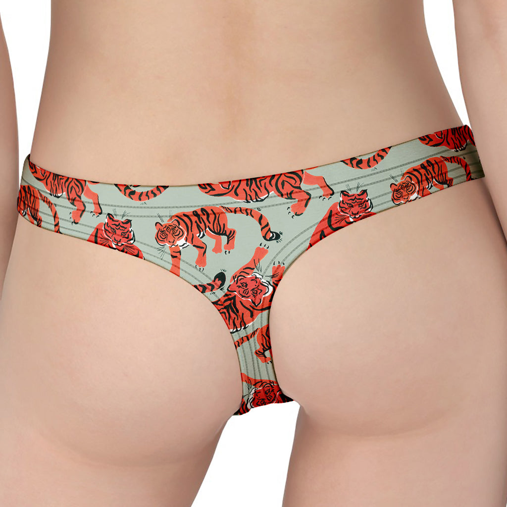 Gouache Tiger Pattern Print Women's Thong