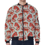 Gouache Tiger Pattern Print Zip Sleeve Bomber Jacket