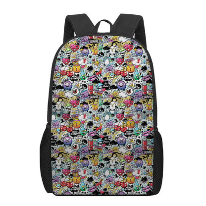Graffiti Cartoon Characters Print 17 Inch Backpack