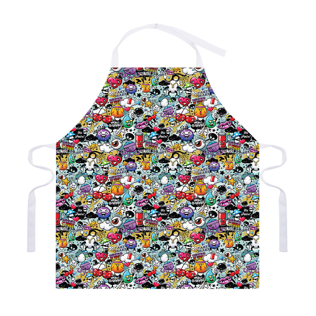 Graffiti Cartoon Characters Print Adjustable Apron