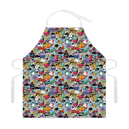 Graffiti Cartoon Characters Print Adjustable Apron