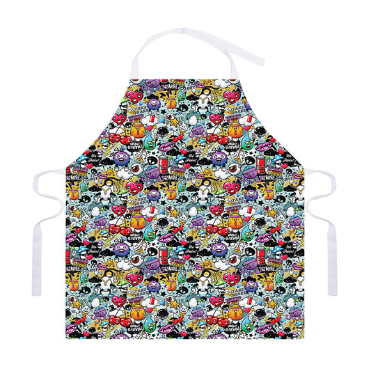 Graffiti Cartoon Characters Print Adjustable Apron