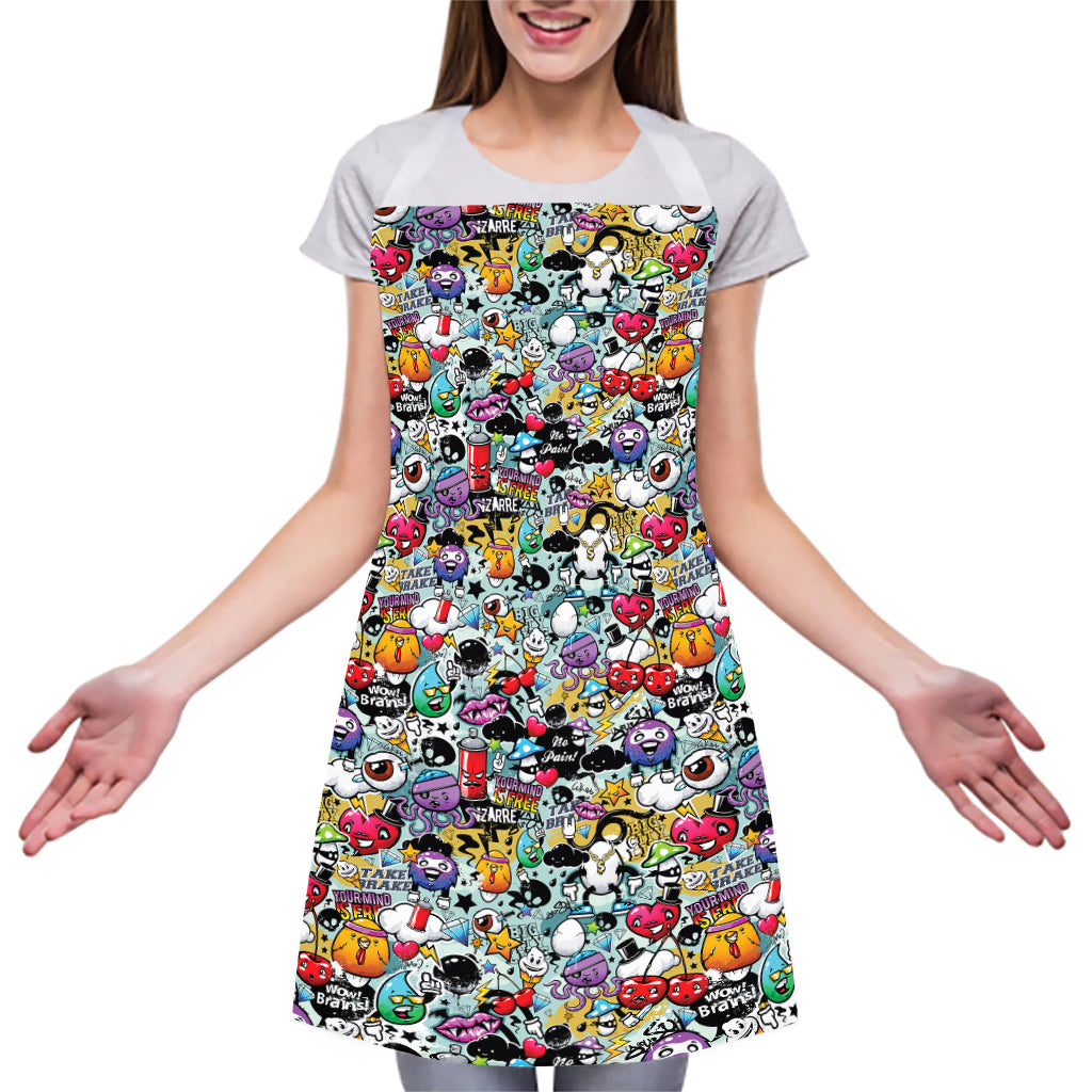 Graffiti Cartoon Characters Print Adjustable Apron