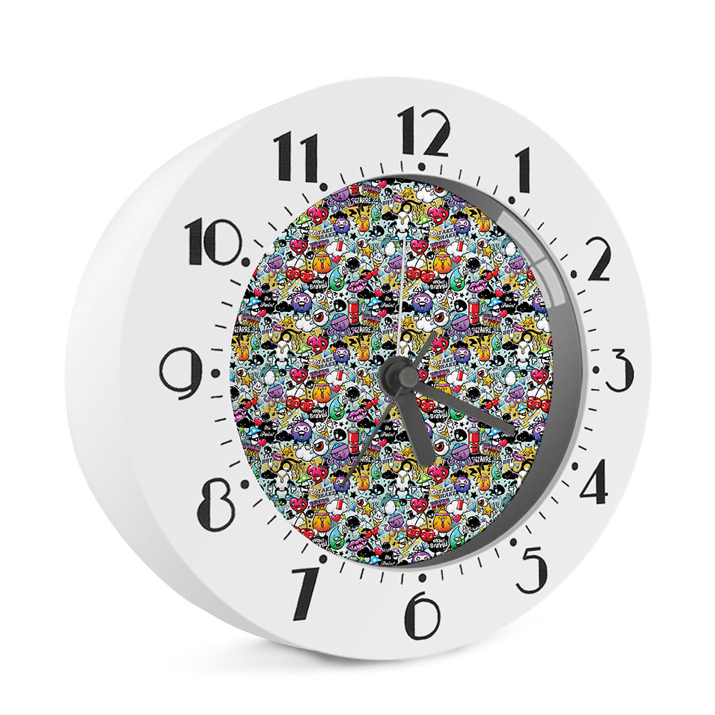 Graffiti Cartoon Characters Print Alarm Clock