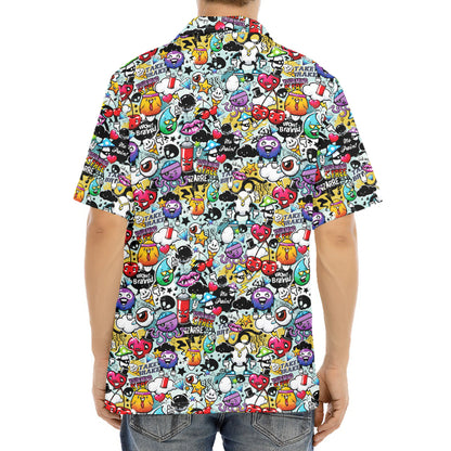 Graffiti Cartoon Characters Print Aloha Shirt