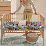 Graffiti Cartoon Characters Print Baby Crib Sheet
