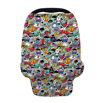 Graffiti Cartoon Characters Print Baby Seat Cover
