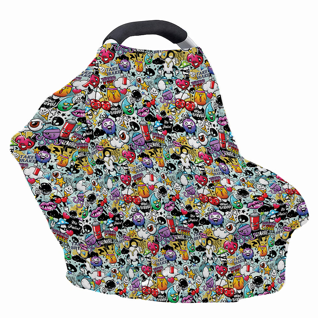 Graffiti Cartoon Characters Print Baby Seat Cover