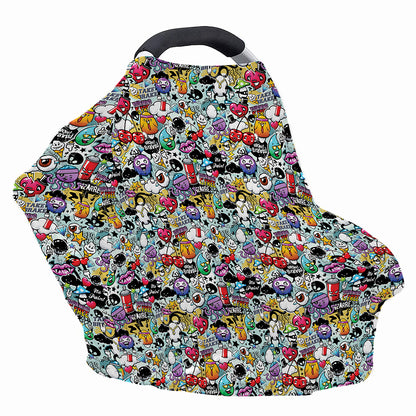 Graffiti Cartoon Characters Print Baby Seat Cover