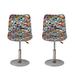 Graffiti Cartoon Characters Print Bar Stool Covers