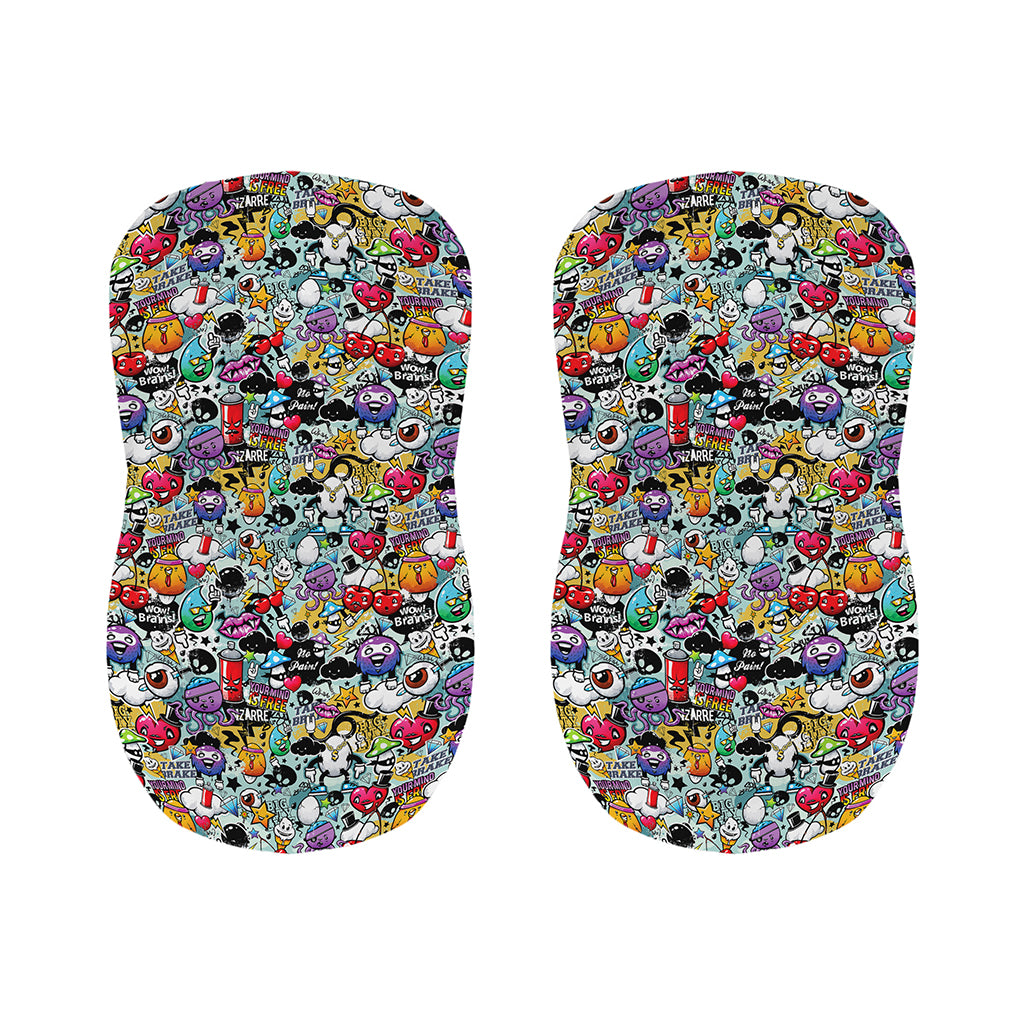 Graffiti Cartoon Characters Print Bar Stool Covers