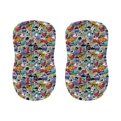 Graffiti Cartoon Characters Print Bar Stool Covers
