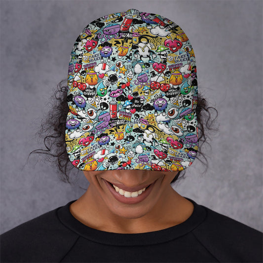 Graffiti Cartoon Characters Print Baseball Cap